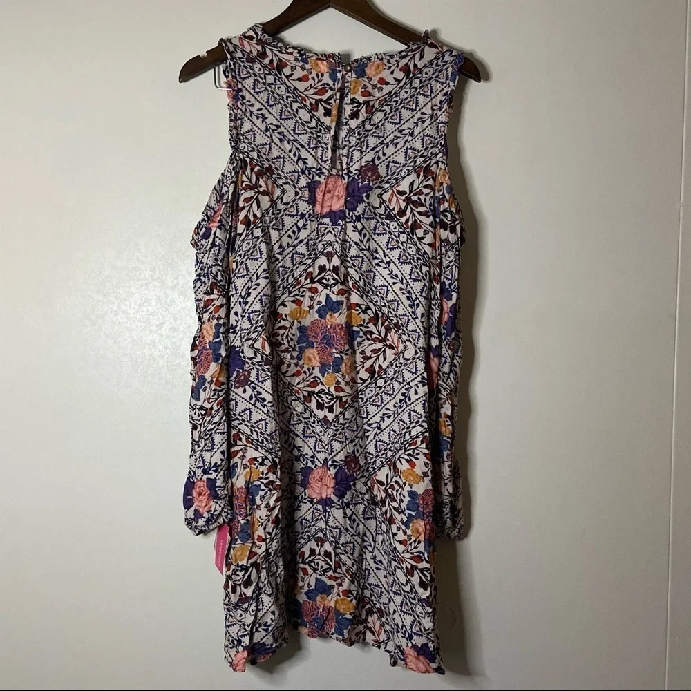 Tunic Mini Dress Cold Shoulder Boho Hippie In Petal Size XXL XHILARATION NWT - Picture 12 of 14